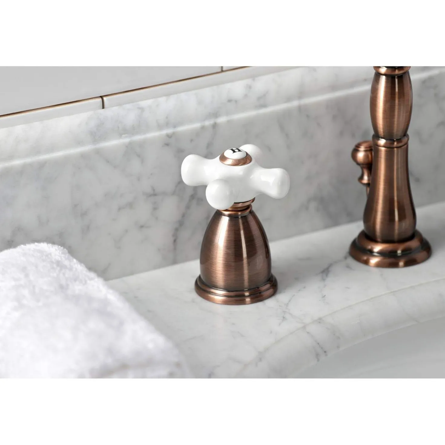 Kingston Brass KB197PXAC 8 in. Widespread Bathroom Faucet, Antique Copper