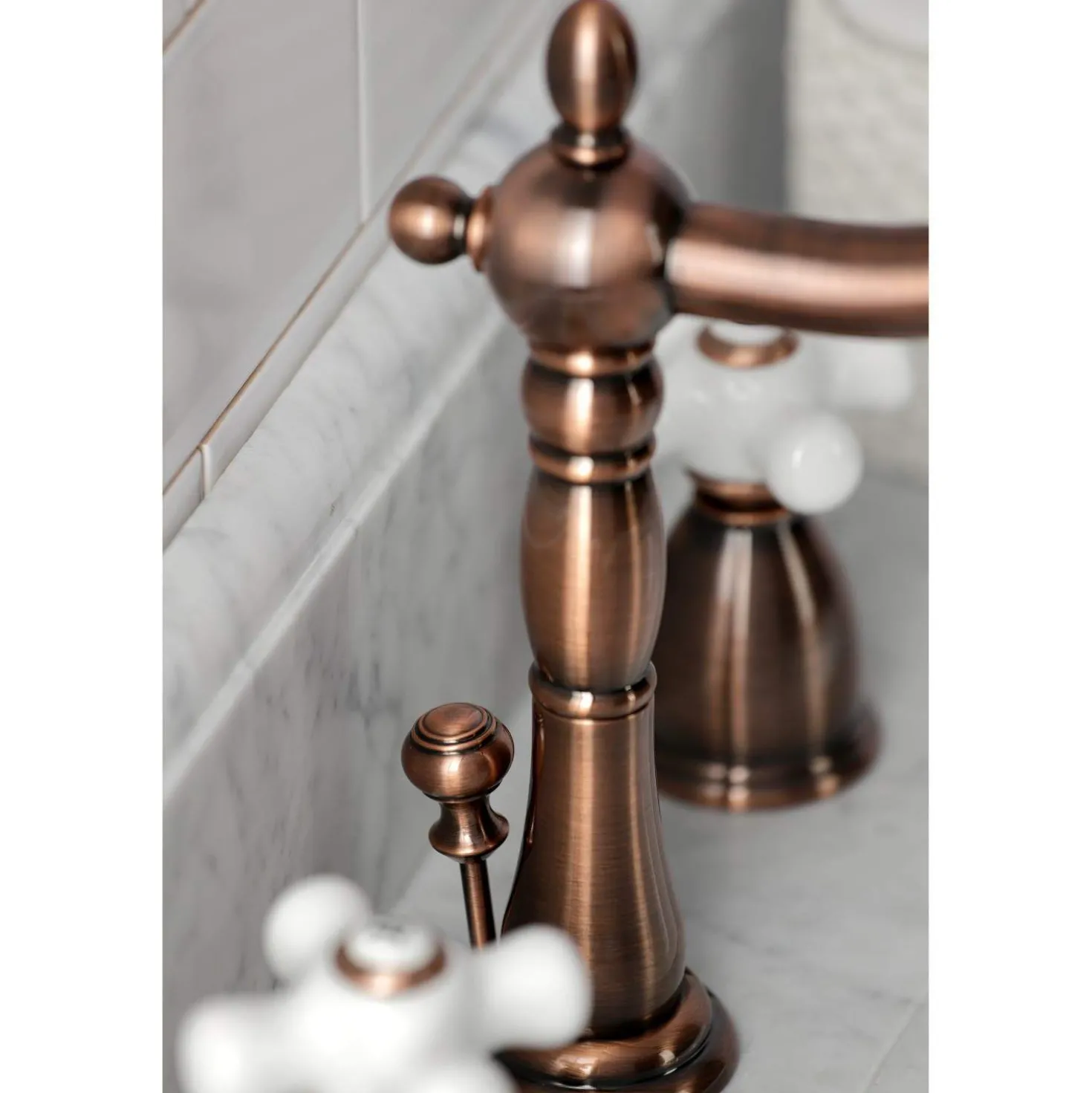 Kingston Brass KB197PXAC 8 in. Widespread Bathroom Faucet, Antique Copper