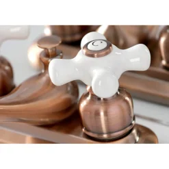Kingston Brass KB606PX Restoration 4 in. Centerset Bathroom Faucet, Antique Copper