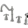 Kingston Brass KB1791TXBS French Country Widespread Kitchen Faucet in Polished Chrome