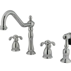 Kingston Brass KB1791TXBS French Country Widespread Kitchen Faucet in Polished Chrome