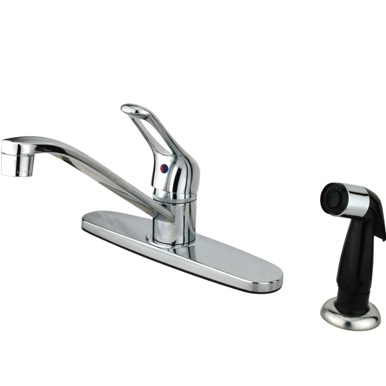 Kingston Brass KB562 Wyndham Single Handle Kitchen Faucet with Black Sprayer