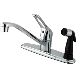 Kingston Brass KB563 Wyndham Single Handle Kitchen Faucet with Black Sprayer