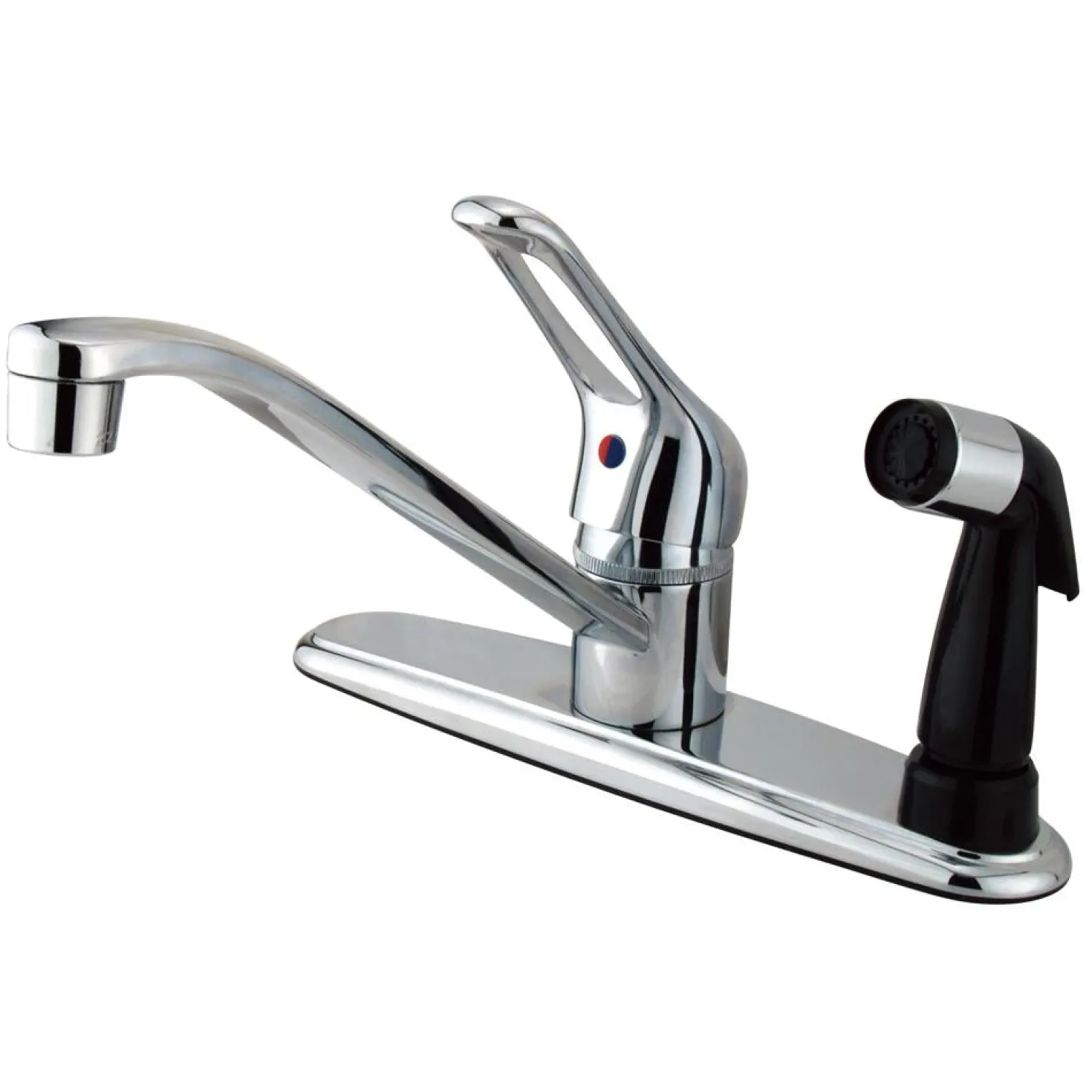 Kingston Brass KB563 Wyndham Single Handle Kitchen Faucet with Black Sprayer