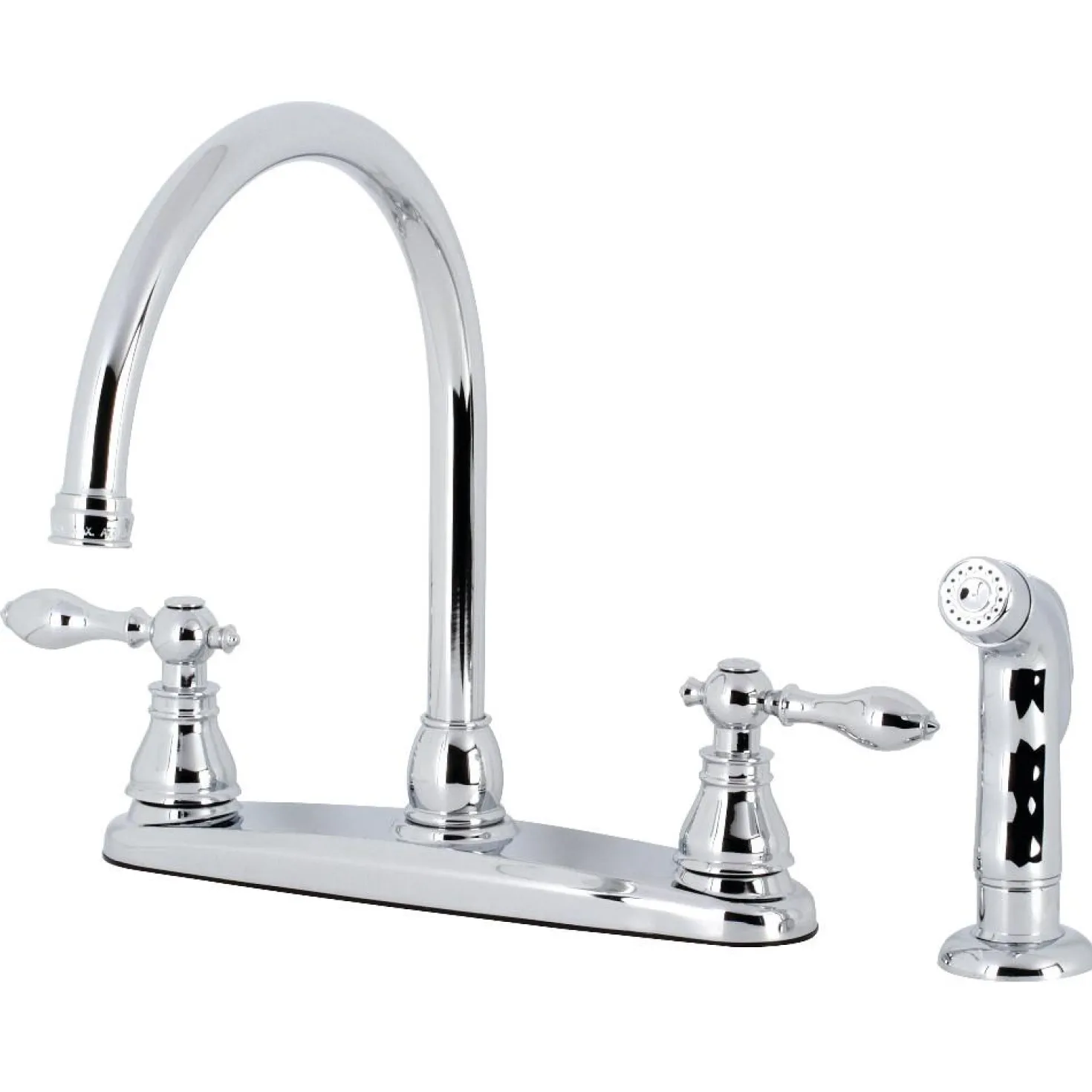 Kingston Brass KB72XACLSP-P American Classic Centerset Kitchen Faucet with Side Sprayer