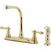 Kingston Brass KB71XACLSP-P American Classic Centerset Kitchen Faucet with Side Sprayer