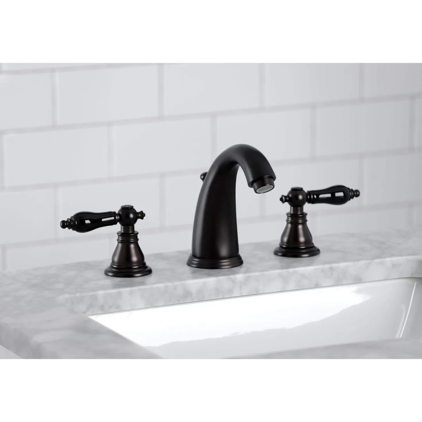 Kingston Brass KB98XAKL-P Duchess Widespread Bathroom Faucet with Plastic Pop-Up