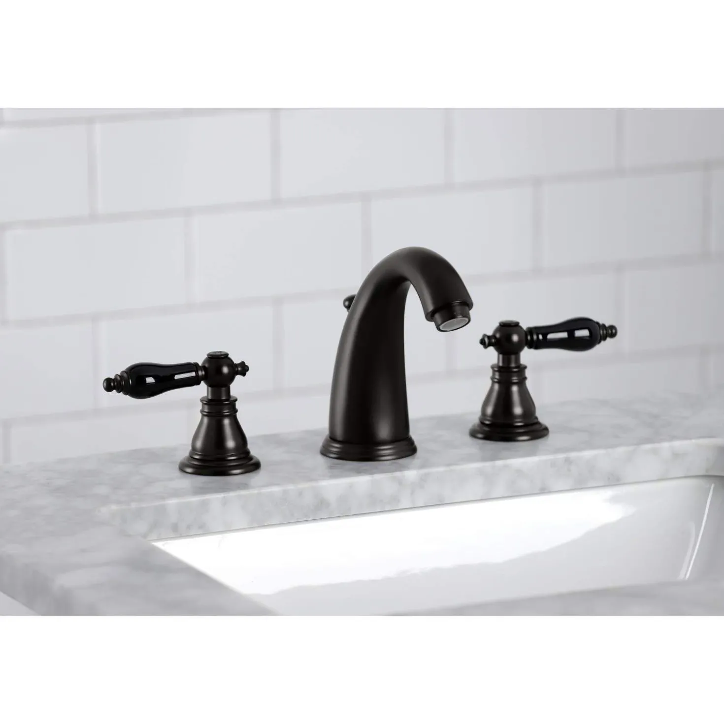 Kingston Brass KB98XAKL-P Duchess Widespread Bathroom Faucet with Plastic Pop-Up