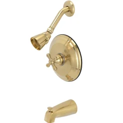 Kingston Brass KB363XAX-P Restoration Tub and Shower Faucet in Brushed Brass