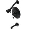 Kingston Brass KB363X0PL-P Restoration Tub and Shower Faucet in Matte Black