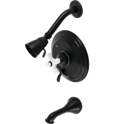Kingston Brass KB363X0PX-P Restoration Tub and Shower Faucet in Matte Black