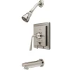 Kingston Brass KB86580ZL Silver Sage ADA Tub and Shower Faucet in Satin Nickel