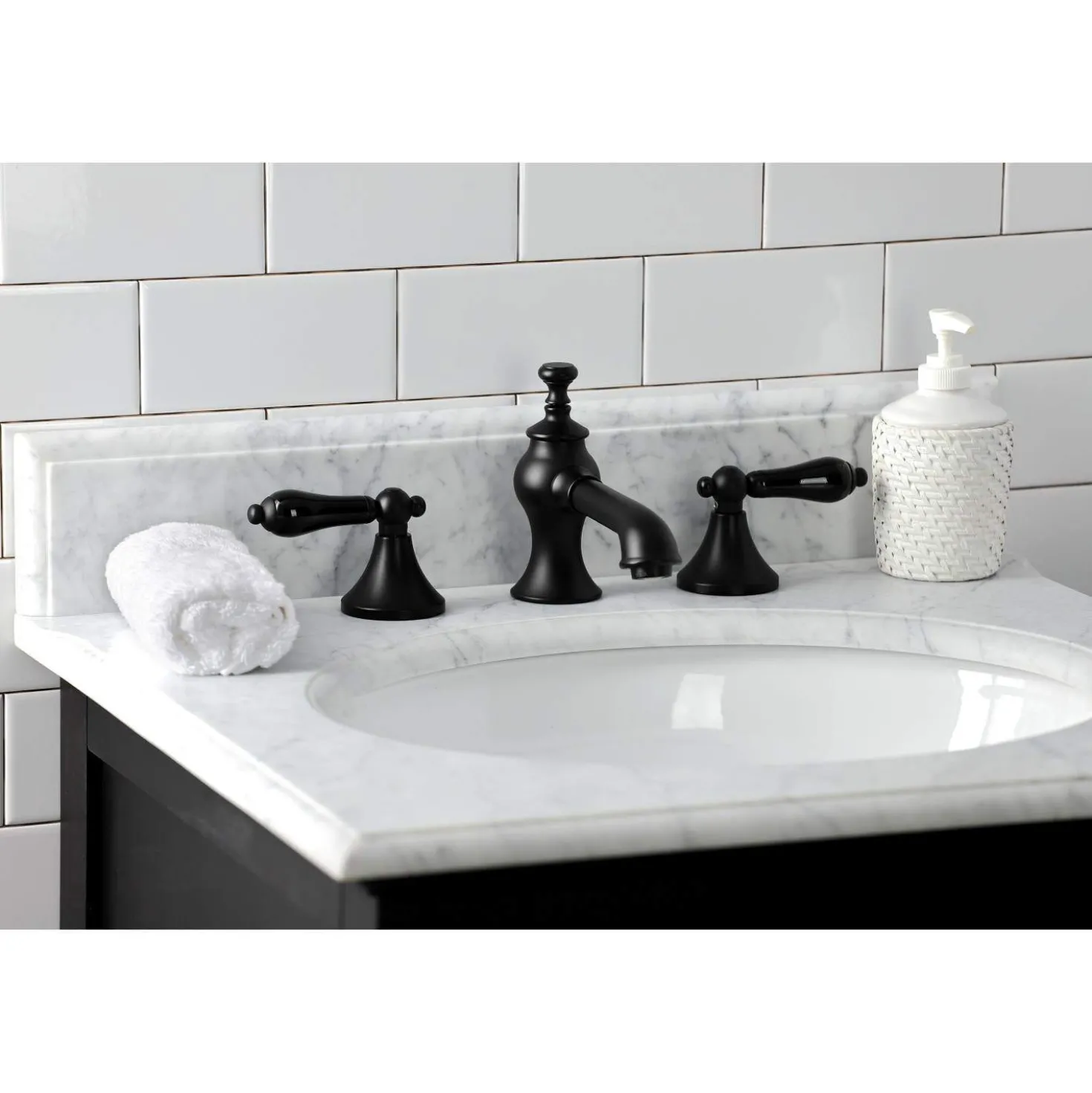 Kingston Brass KC706XPKL-P Duchess Widespread Bathroom Faucet with Brass Pop-Up