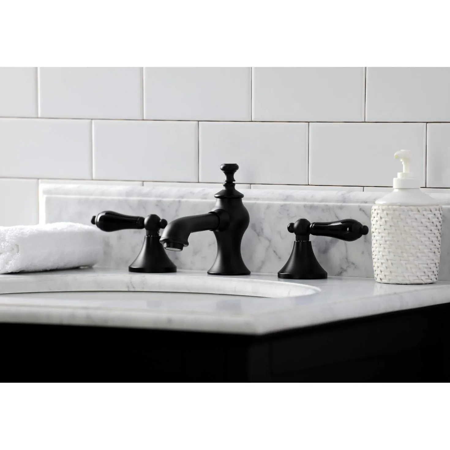 Kingston Brass KC706XPKL-P Duchess Widespread Bathroom Faucet with Brass Pop-Up