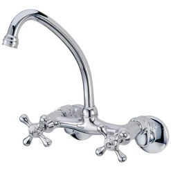 Kingston Brass Kingston 6" Adjustable Center Wall Mount Kitchen Faucet in Polished Chrome