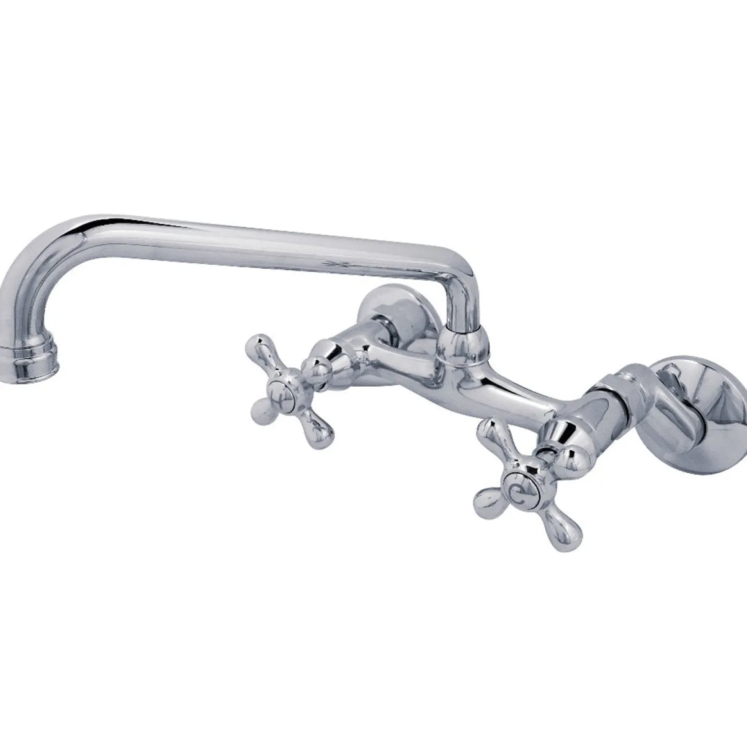 Kingston Brass Kingston 6-Inch Adjustable Center Wall Mount Kitchen Faucet in Polished Chrome