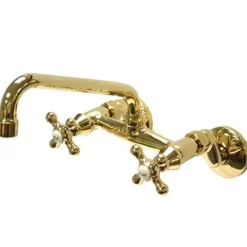 Kingston Brass Kingston 6-Inch Adjustable Center Wall Mount 2-Hole Kitchen Faucet