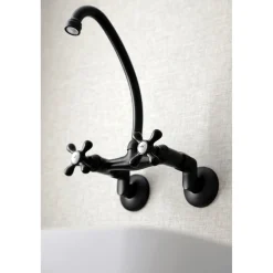 Kingston Brass Kingston 6-Inch Adjustable Center Wall Mount Kitchen Faucet