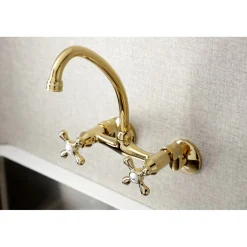 Kingston Brass Kingston 6-Inch Adjustable Center Wall Mount Kitchen Faucet