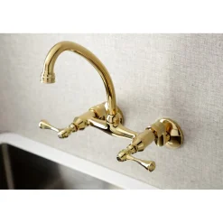 Kingston Brass Kingston Wall Mount 6-Inch Adjustable Center Kitchen Faucet