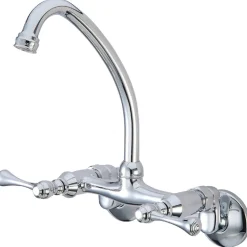 Kingston Brass Kingston Wall Mount 6-Inch Adjustable Center Kitchen Faucet