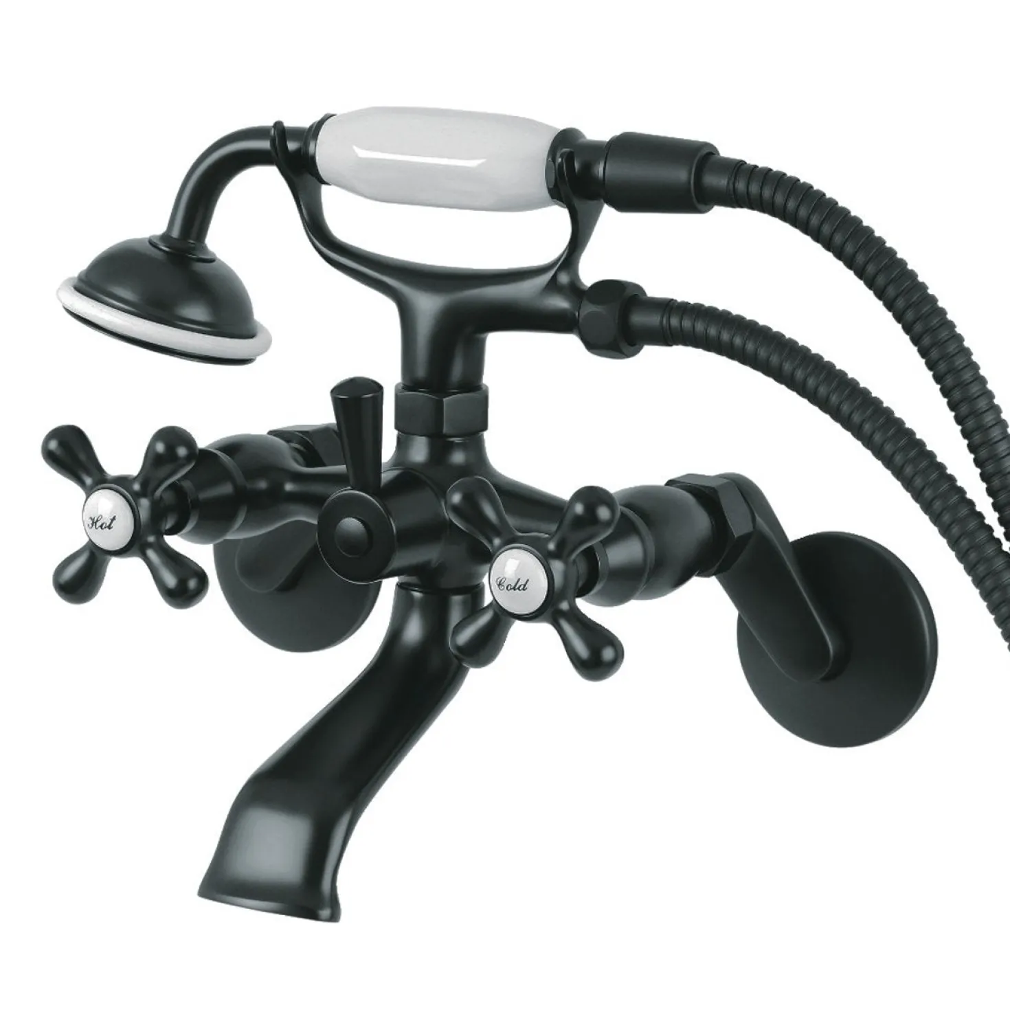 Kingston Brass Kingston Wall Mount Clawfoot Tub Faucet with Hand Shower