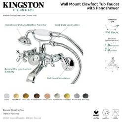 Kingston Brass Kingston Wall Mount Clawfoot Tub Faucet with Hand Shower