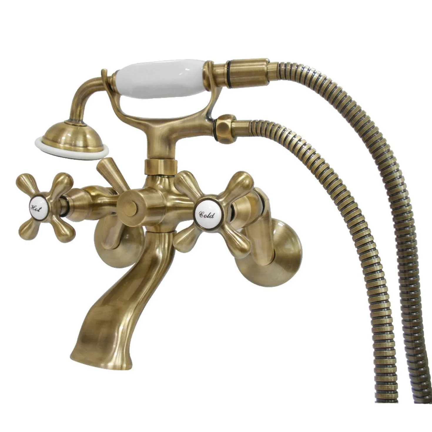 Kingston Brass Kingston Wall Mount Clawfoot Tub Faucet with Hand Shower