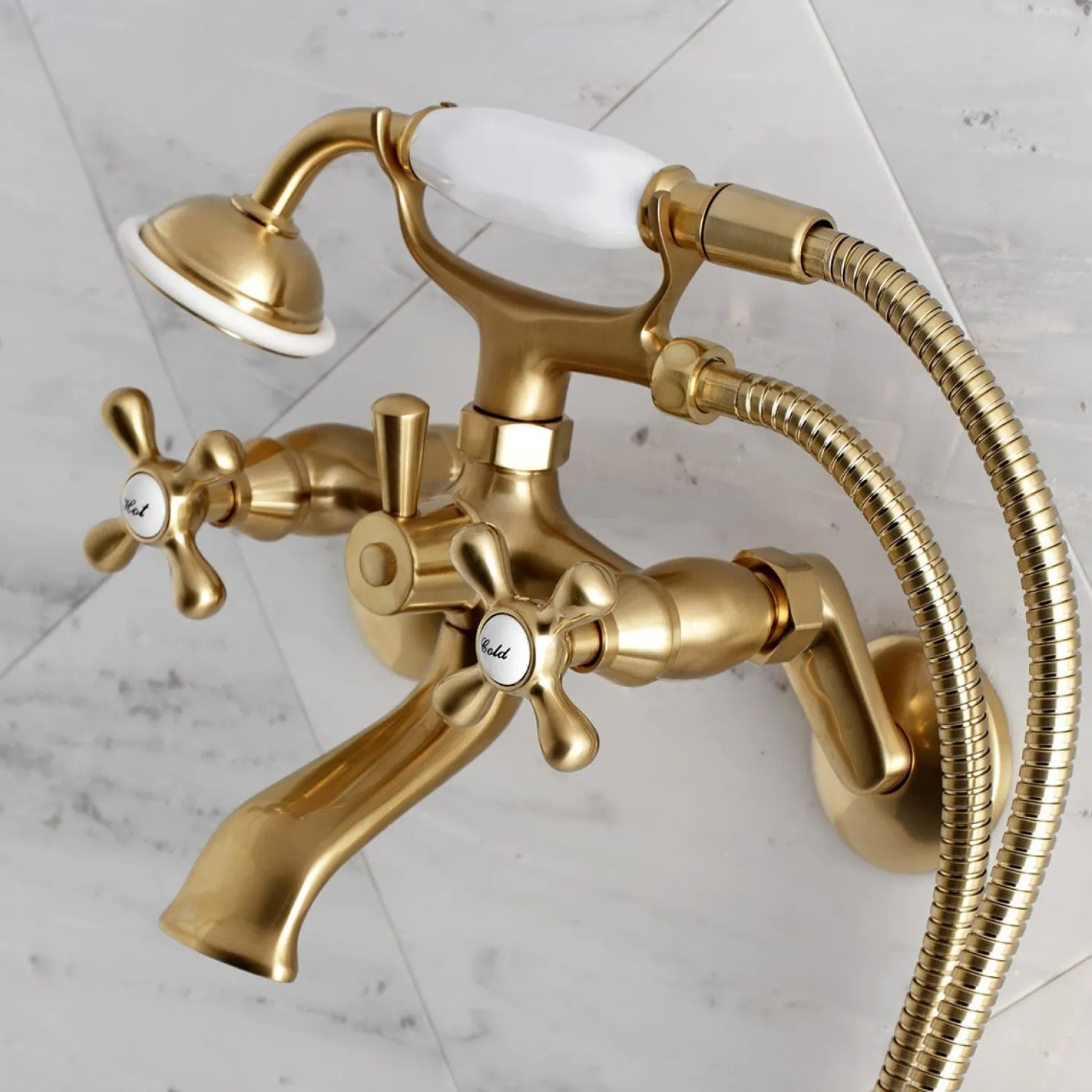 Kingston Brass Kingston Wall Mount Clawfoot Tub Faucet with Hand Shower