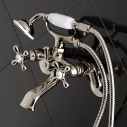 Kingston Brass Kingston Wall Mount Clawfoot Tub Faucet with Hand Shower