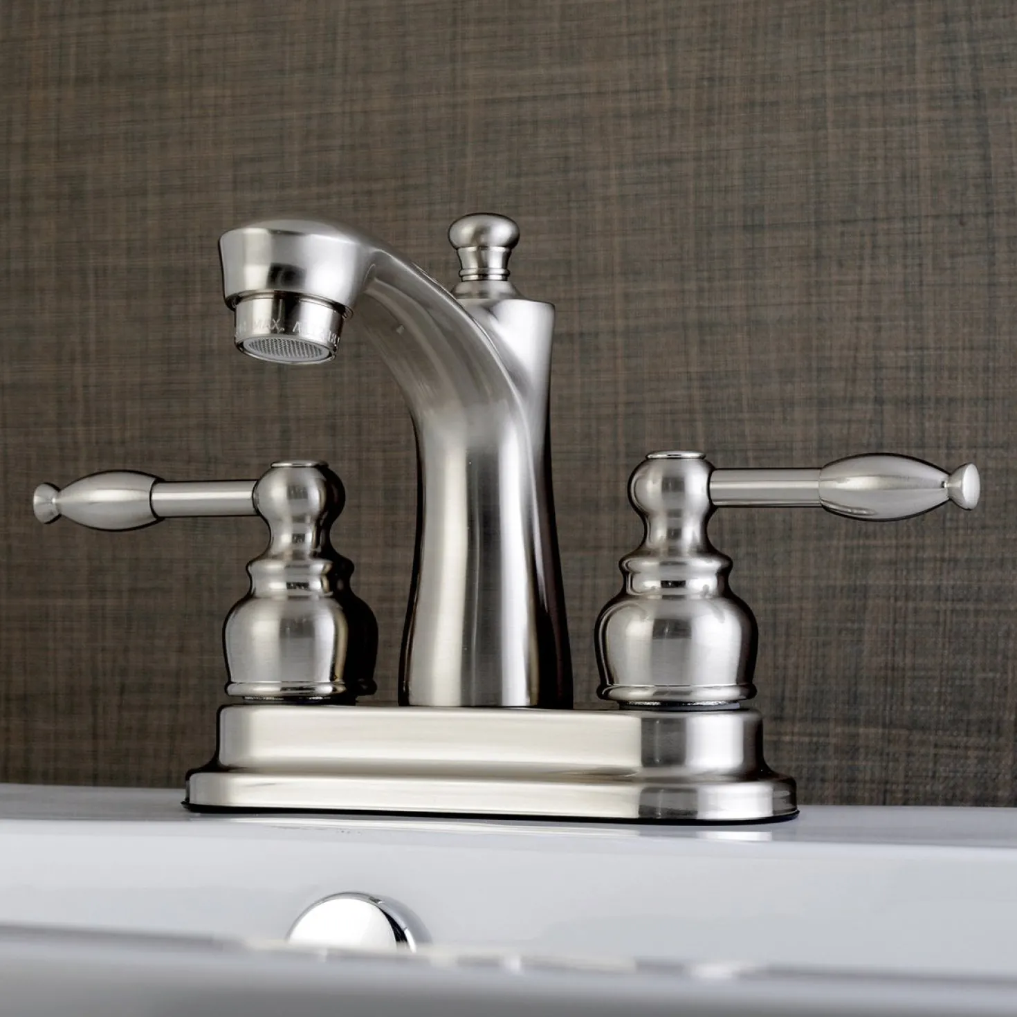 Kingston Brass Knight Deck Mount 4-Inch Centerset Bathroom Faucet