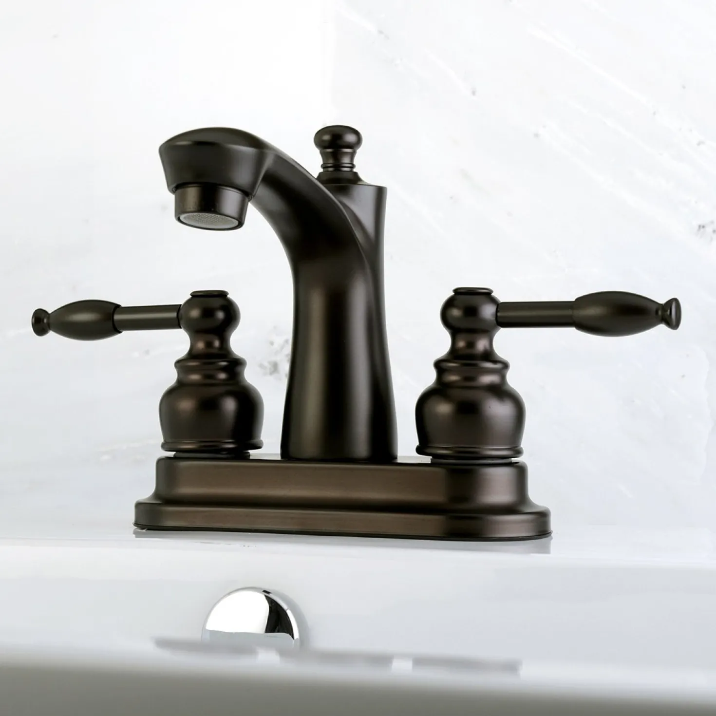 Kingston Brass Knight Deck Mount 4-Inch Centerset Bathroom Faucet