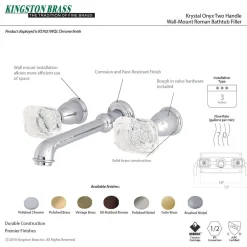 Kingston Brass Krystal Onyx 8-Inch Center Wall Mount Roman Tub Filler
