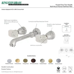 Kingston Brass Krystal Onyx Two-Handle Wall Mount Bathroom Faucet