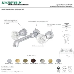 Kingston Brass Krystal Onyx Two-Handle Wall Mount Roman Tub Faucet