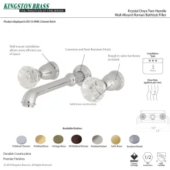 Kingston Brass Krystal Onyx Wall Mount Two-Handle Bathroom Faucet