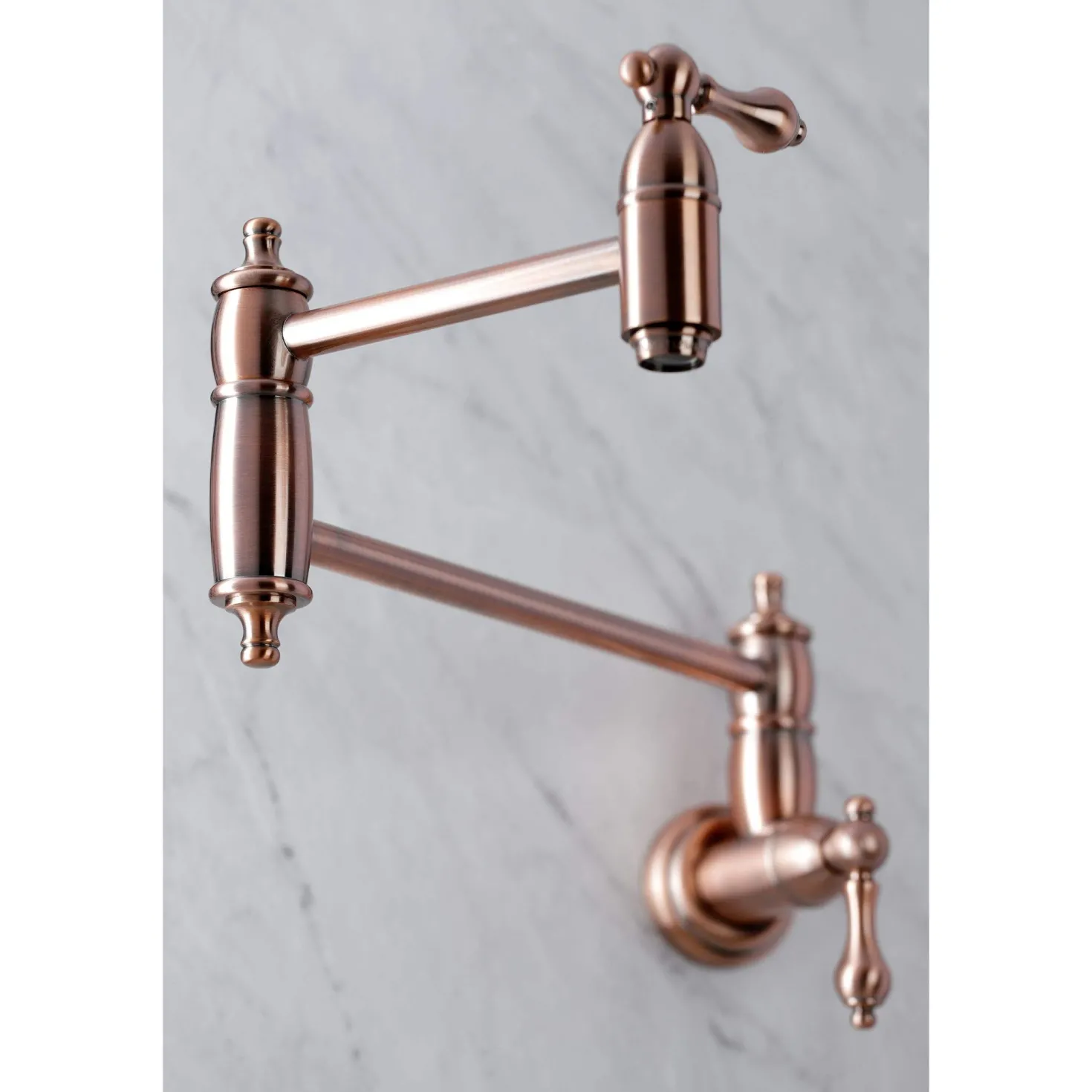 Kingston Brass KS310ALAC Restoration Wall Mount Pot Filler Kitchen Faucet, Antique Copper