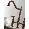 Kingston Brass KS127ALBSAC Heritage Bridge Kitchen Faucet with Brass Sprayer, Antique Copper