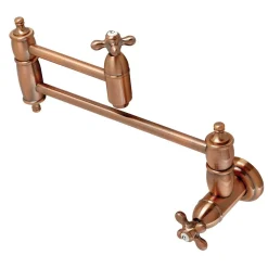 Kingston Brass KS310AXAC Restoration Wall Mount Pot Filler Kitchen Faucet, Antique Copper