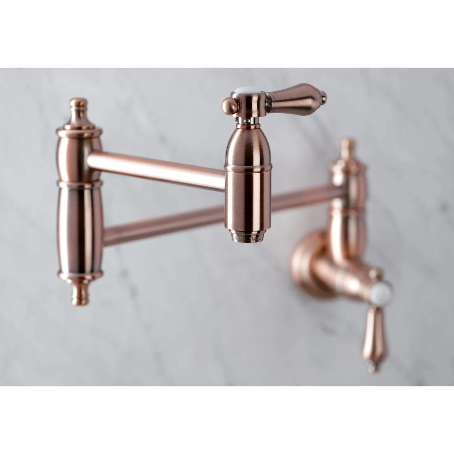 Kingston Brass KS310BALAC Heirloom Wall Mount Pot Filler Kitchen Faucet, Antique Copper