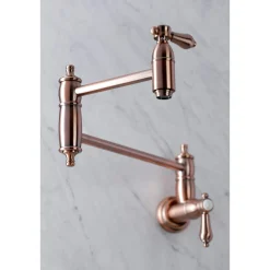 Kingston Brass KS310BALAC Heirloom Wall Mount Pot Filler Kitchen Faucet, Antique Copper