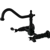 Kingston Brass KS1240BAL Heirloom Wall Mount Bridge Kitchen Faucet, Matte Black