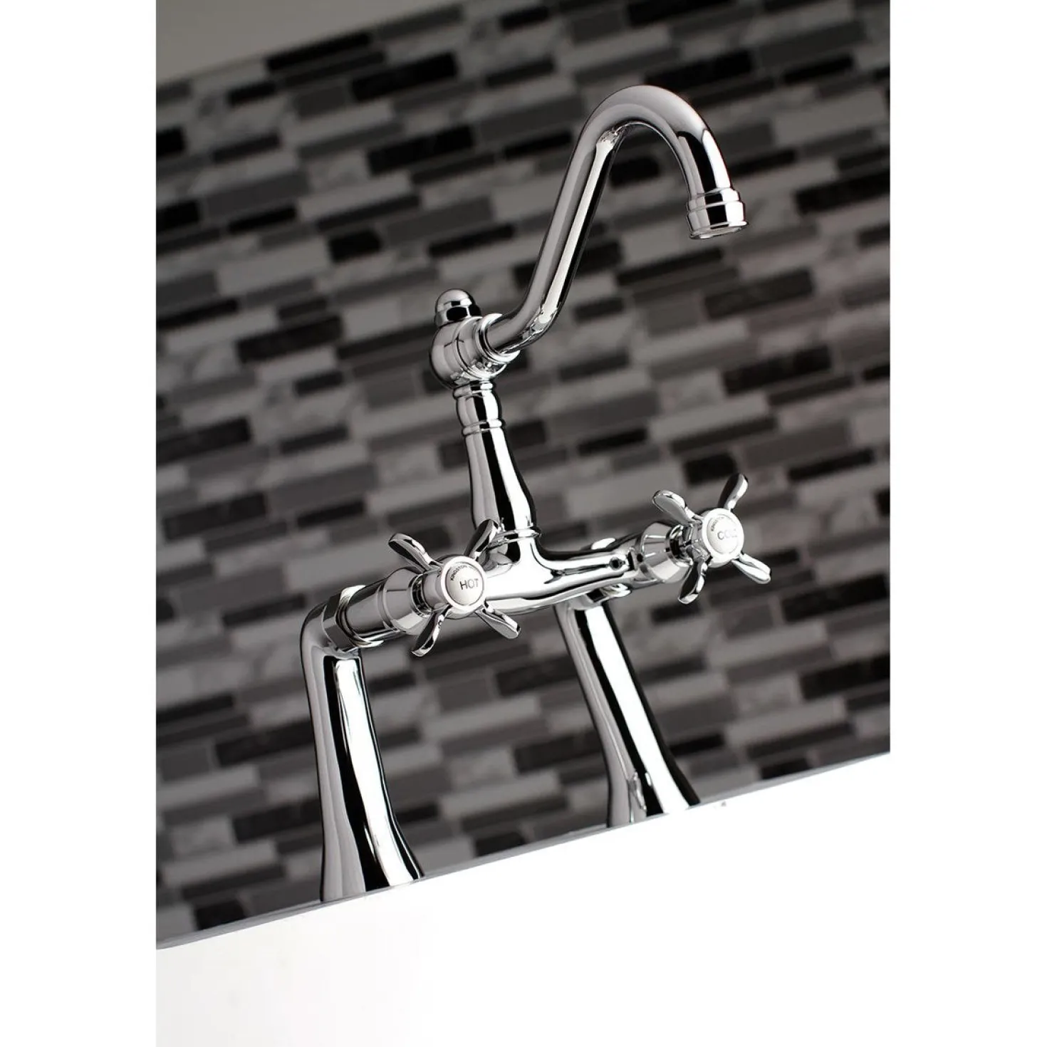 Kingston Brass KS3231BEX 7" Center Deck Mount Tub Faucet in Polished Chrome
