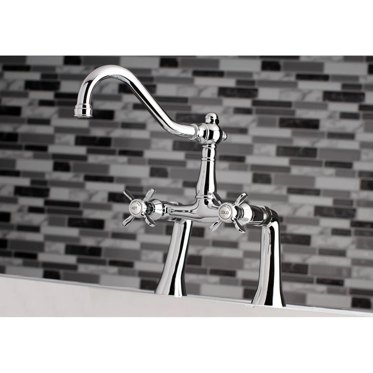 Kingston Brass KS3231BEX 7" Center Deck Mount Tub Faucet in Polished Chrome