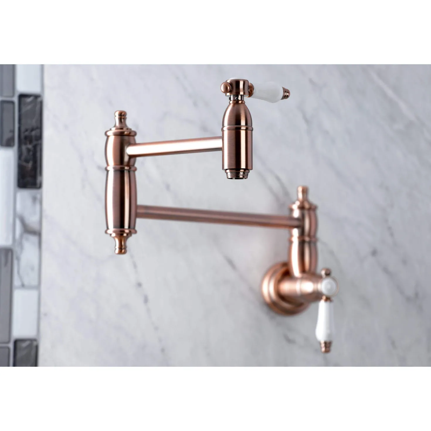 Kingston Brass KS310BPLAC Bel Air Wall Mount Pot Filler Kitchen Faucet, Antique Copper
