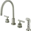Kingston Brass KS8728CML Manhattan Double Handle Widespread Kitchen Faucet with Non-Metallic Sprayer