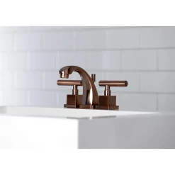 Kingston Brass KS494CQLAC Claremont 8 in. Widespread Bathroom Faucet, Antique Copper