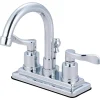 Kingston Brass KS8661DFL NuWave 4 in. Centerset Bathroom Faucet with Brass Pop-Up, Polished Chrome