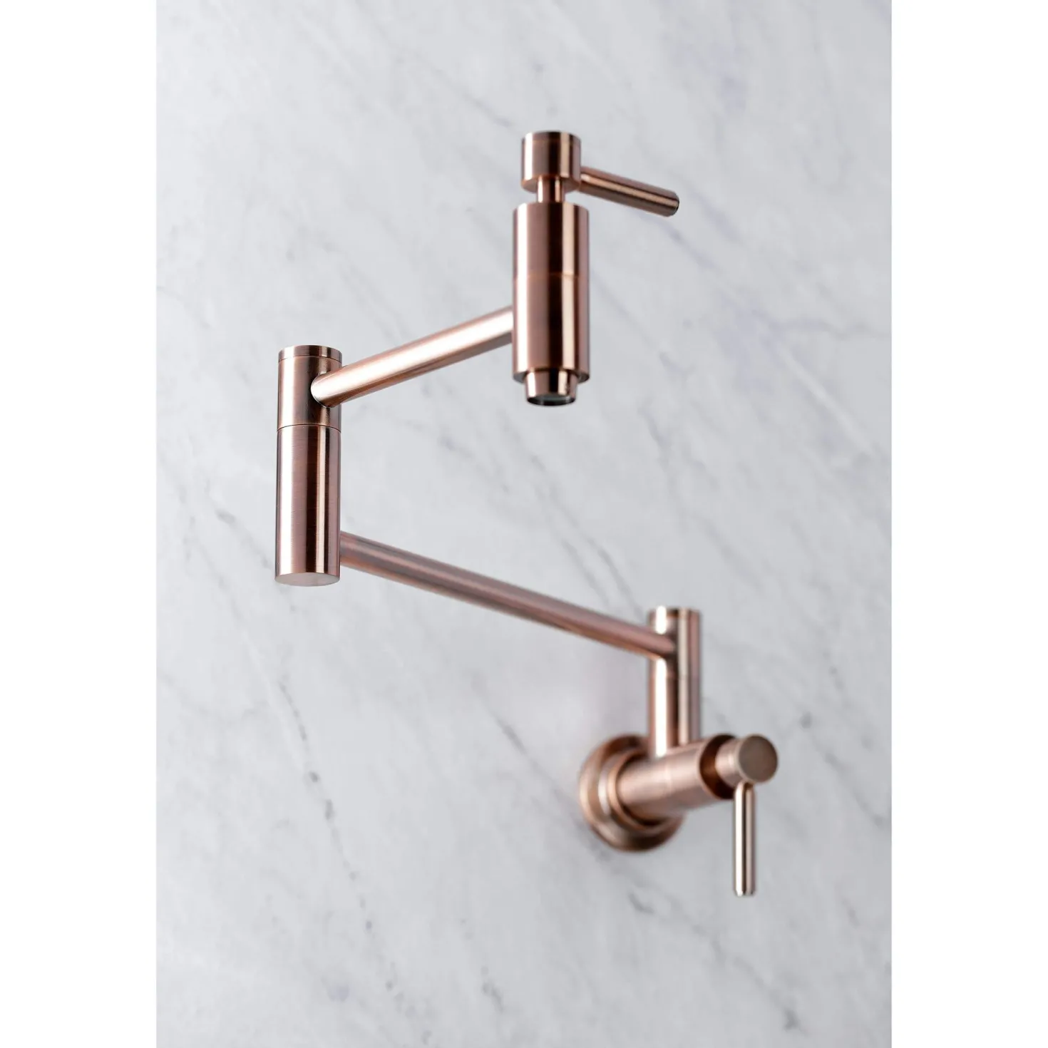 Kingston Brass KS810DLAC Concord Wall Mount Pot Filler Kitchen Faucet, Antique Copper