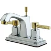 Kingston Brass KS8644DL Concord Two Handle Centerset Lavatory Faucet with Brass Pop-up